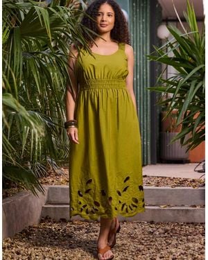 Live Unlimited London Embroidered Cut-Out Midi Dress - Green
