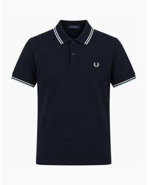 Fred Perry Twin Tipped Polo Shirt/Ecru - Blue