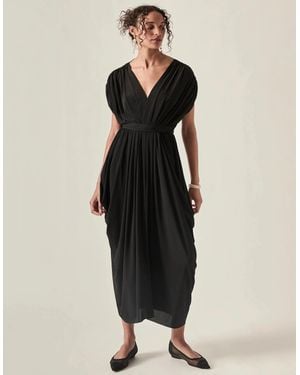 James Lakeland Draped Open-Back Midi Dress – - Black