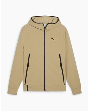 PUMA Tech Hooded Track Jacket With Ribbed Cuff - Natural