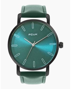 French Connection Case Round Shape Strap Quartz Watch - Green
