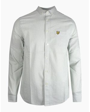 Lyle & Scott Lyle & Scott Seersucker Strike Long Sleeve Shirt - Grey