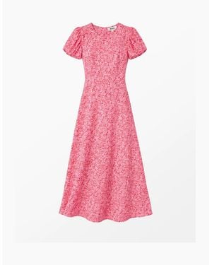 Ro&zo Ditsy Floral Puff Sleeve Dress - Pink