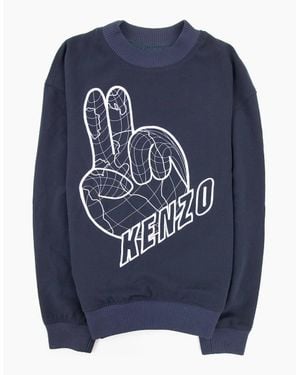 KENZO Embroidered Peace Sign Sweatshirt Marin - Blue