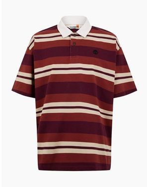 Timberland Striped Short Sleeve Rugby Polo Shirt - Red