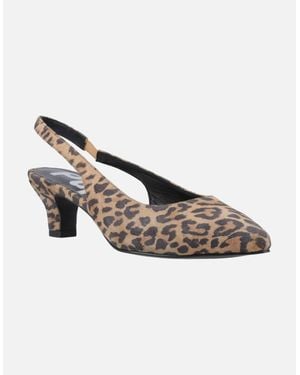 Hush Puppies Nahla Leather Leopard Pointy Slingback Heels - Brown