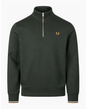 Fred Perry Half Zip Sweatshirt Night/Dusky/Dark Caramel - Green