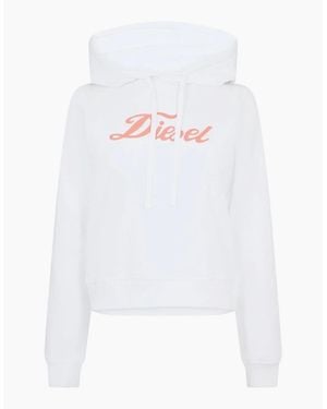 DIESEL Lacoste Lettering Hooded Neck Long Sleeve Sweatshirt - White