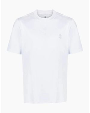 Brunello Cucinelli Logo Print Cotton Jersey T-Shirt - White
