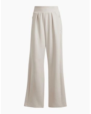 adidas Solid Patterned Wide Leg Yoga Trousers - White