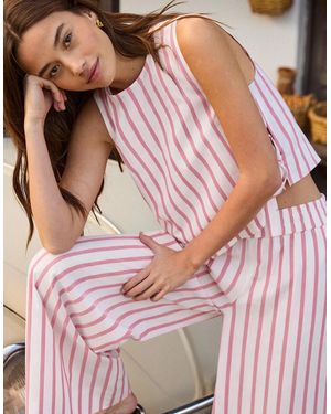Ro&zo Petite Stripe Cotton Blend Trousers - Pink