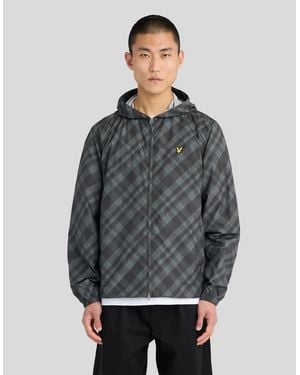 Lyle & Scott Tartan Lightweight Hooded Jacket - Grey