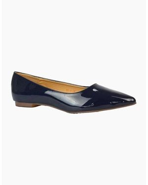 XY London Ladies Cordelia Patent Pointed Ballerina Flats - Blue
