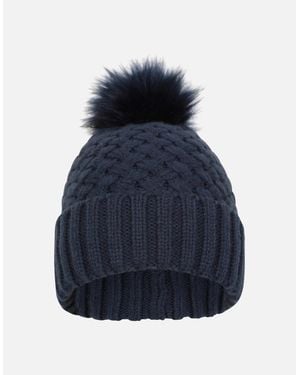 Mountain Warehouse Ladies Lisbon Pom Pom Borg Lined Beanie - Blue