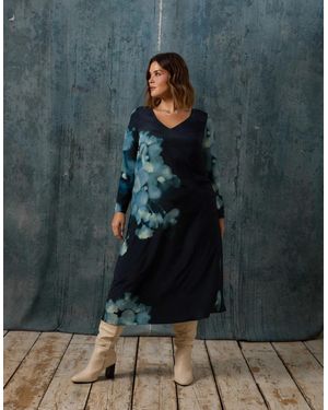 Live Unlimited London Floral Print Long Sleeve Midaxi Dress - Grey