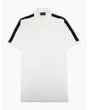 Emporio Armani Jersey Polo Shirt With Embossed Logo Tape - White