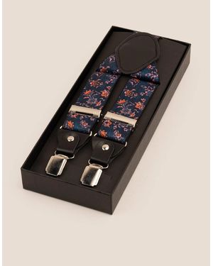 Oswin Hyde Floral Clip On Braces - Black