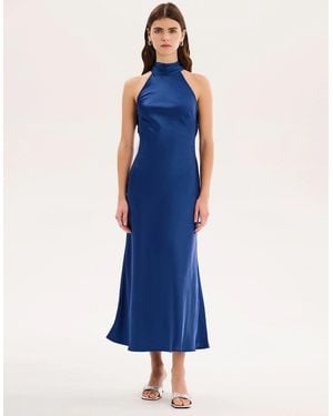 OMNES Seychelles Drape Back Detail Dress - Blue