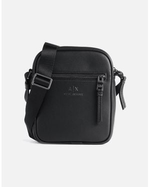 ARMANI EXCHANGE Soft Touch Leather Side Bag - Black