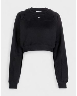 Off-White c/o Virgil Abloh Off Stamp Round Crop Crewneck - Black