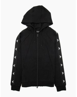 Emporio Armani Eagle Stripe Logo Zip Hoody - Black