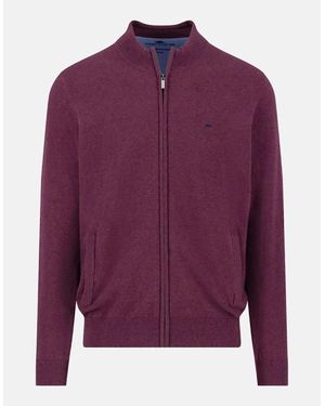 Fynch-Hatton Superfine Stand-Up Cardigan Deep Merlot - Purple