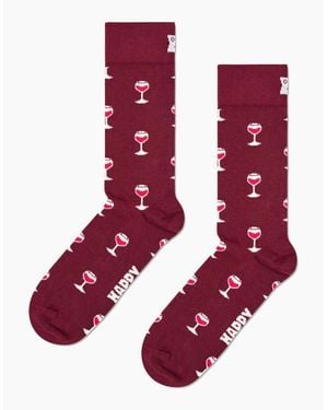 Happy Socks Glass Of Wine Socks, Merlot/Burgundy - Red
