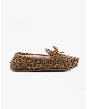 Hush Puppies Allie Suede Moccasin Slippers Leopard - Brown