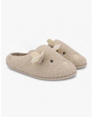 Totes Toasties Novelty Reindeer Slippers Mules Reindeer - White