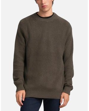Replay Rib-Knit Cotton Pullover Khaki - Grey