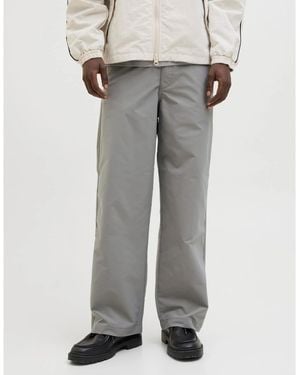 Jack & Jones Owen Solid Patterned Wide Leg Chinos - Grey