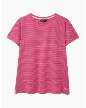 Crew Perfect Stripe Short Sleeve T-Shirt - Pink
