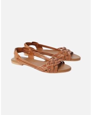Dorothy Perkins Ladies Jocelyn Plaited Leather Flat Sandals - Brown