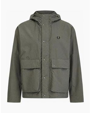 Fred Perry Cropped Ripstop Parka Jacket Field - Green