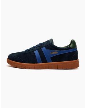 Gola Classics Hurricane Suede Trainers Sapphire Evergreen Gum - Blue