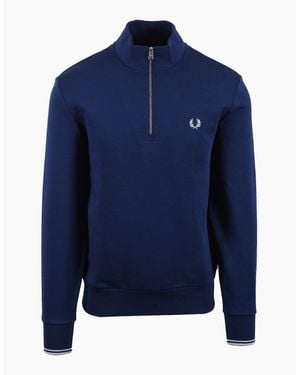 Fred Perry Half Zip Sweatshirt French/Dusky - Blue