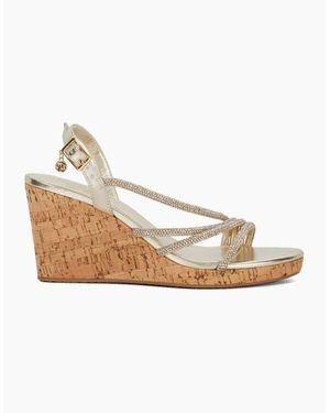 Dune Kemory Open Toe High Heel Wedge Sandals - Metallic