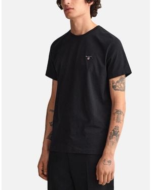 GANT Regular Fit Short Sleeve Shield Logo T-Shirt - Black