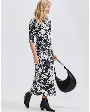 Ro&zo Animal Print Midi Dress - White