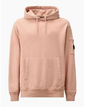 C.P. Company Diagonal Fleece Resist Dyed Lens Hoodie - Pink