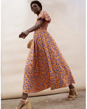 Ro&zo And Floral Puff Sleeve Dress - Natural