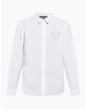 Versace Cotton Printed V-Emblem Logo/ Shirt - White