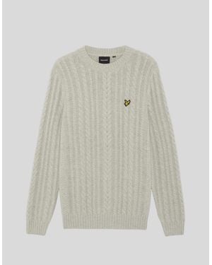 Lyle & Scott Cable Knit Crew Neck Jumper - White
