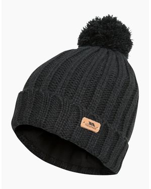 Trespass Adults Thorns Fleece Lined Bobble Hat - Black