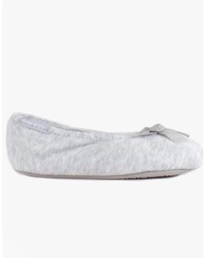 Totes Isotoner Stretch Terry Bow Ballerina Slippers - White