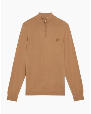 Lyle & Scott Lyle & Scott Tonal Merino Quarter Zip Jumper - Natural