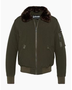 Schott Nyc Airlines Fur Collar Flight Jacket - Green