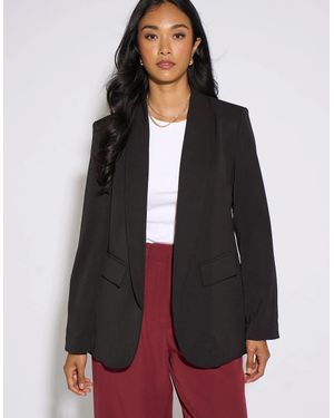 Gini London Contrast Sleeve Edge To Edge Blazer - Grey
