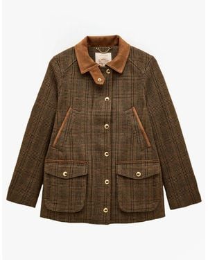 Joules Contemporary Check Tweed Fieldcoat - Green