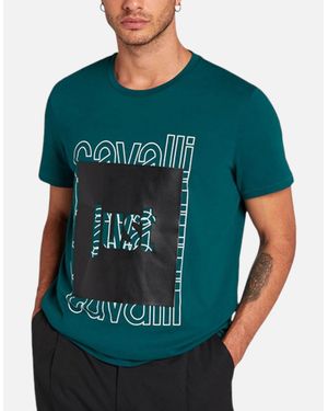 Just Cavalli T Shirts Crew Neck Regular Soft Cotton Printed Tees - Green